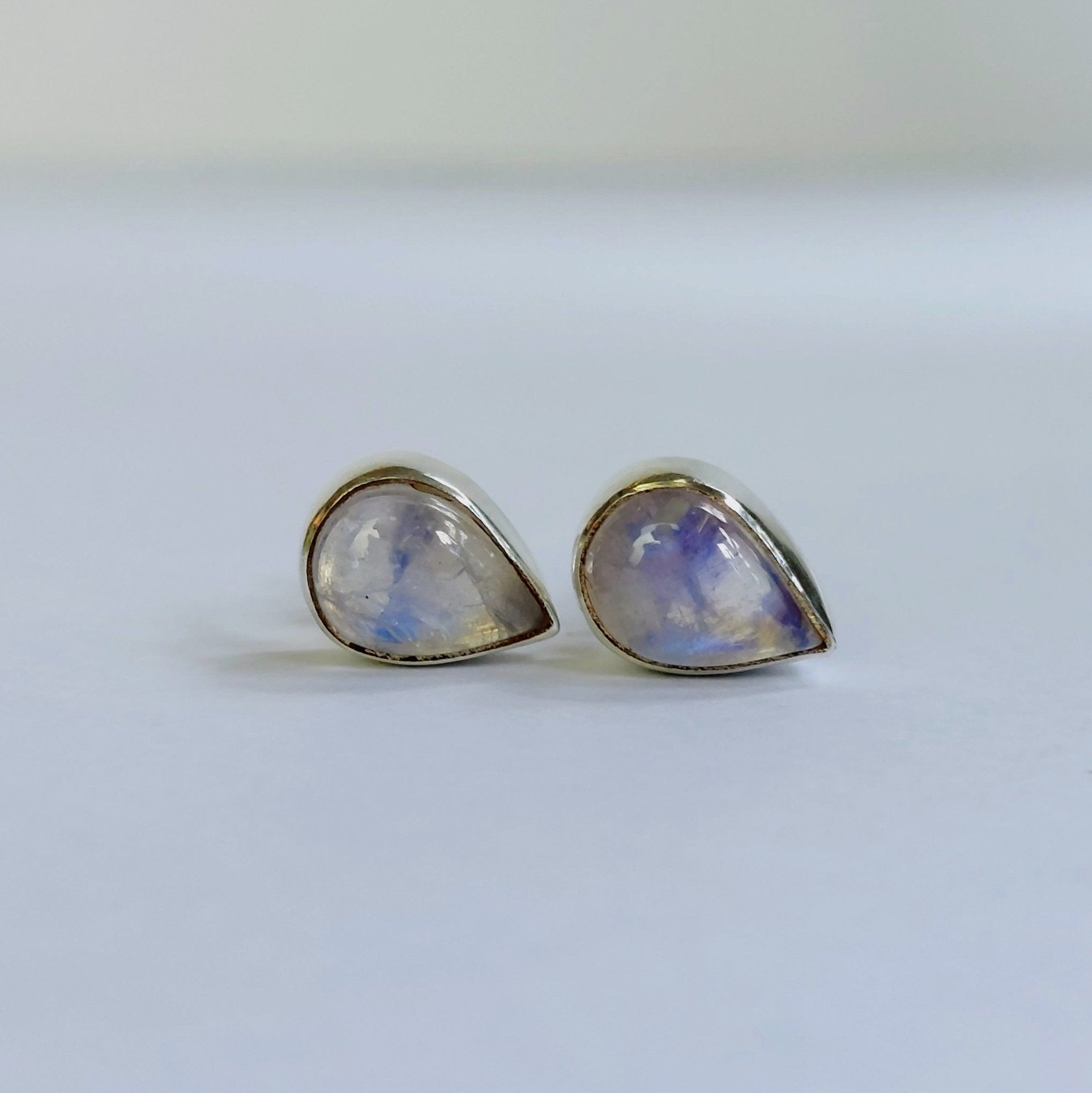 White Moonstone Teardrop Stud Earrings - The Nancy Smillie Shop - Art, Jewellery & Designer Gifts Glasgow