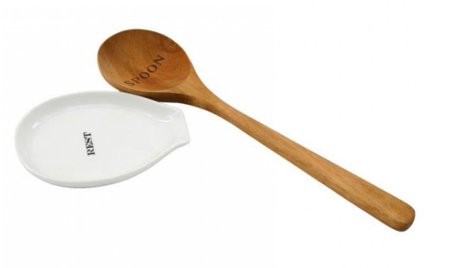 wooden spoon with holder