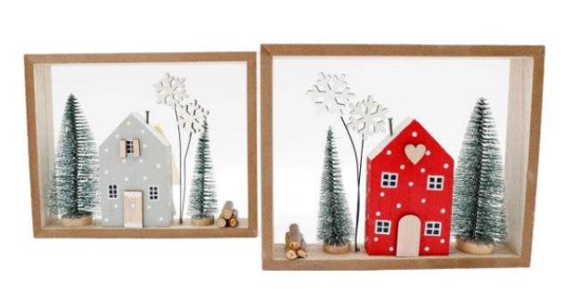 Framed House and Tree Decoration 20 x 16.5cm